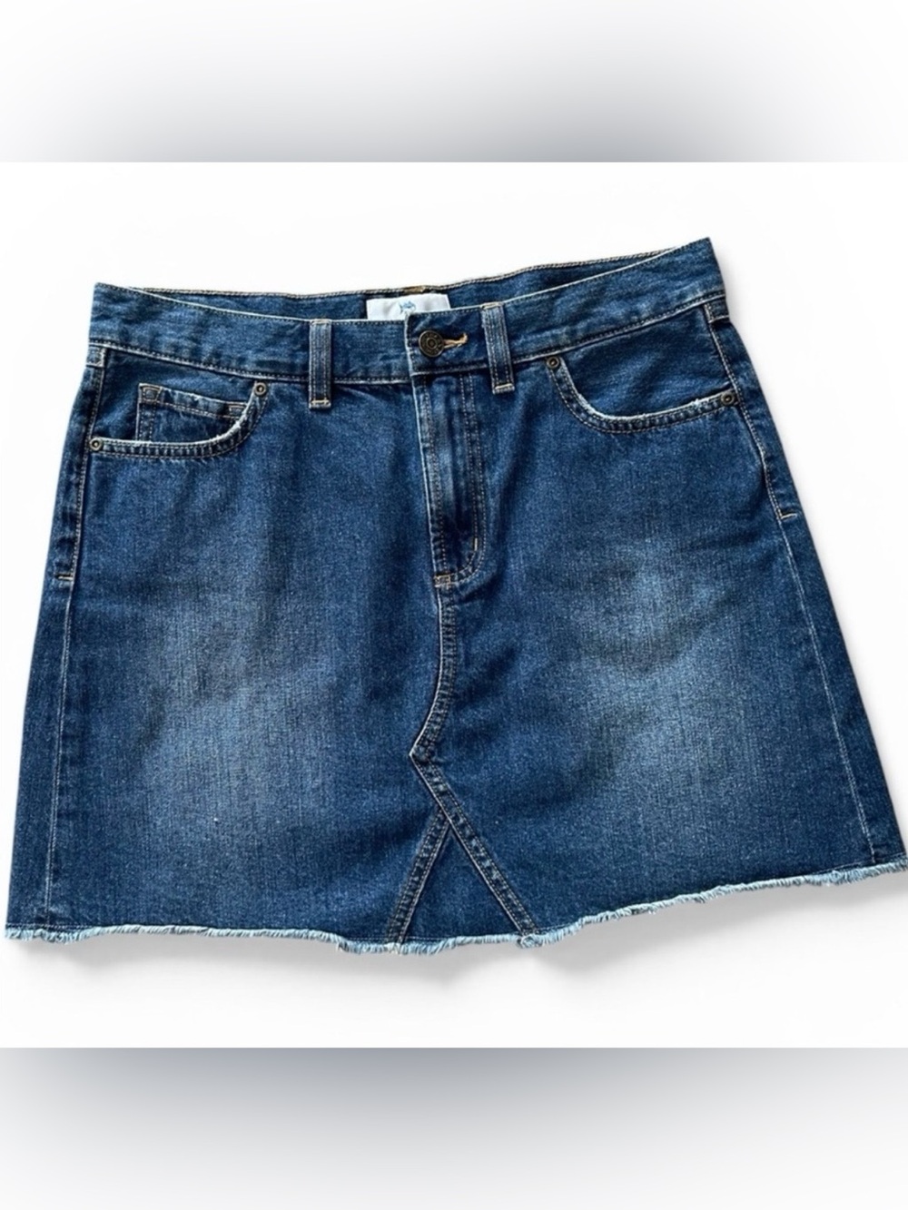 Southern Tide Mini Denim Jean Skirt Sz 28 Medium Wash Distressed 100% Cotton